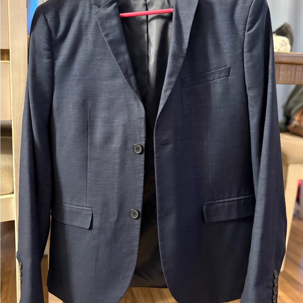 H&M Navy Sport Coat Slim Fit Notched Lapel